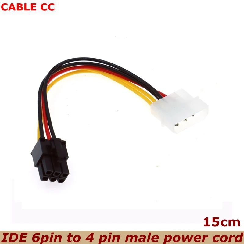 0.5FT 4 Pin Molex to 6 Pin PCI-Express PCIE Video Card Power Converter Adapter Cable Power Cord Inside the Computer Case