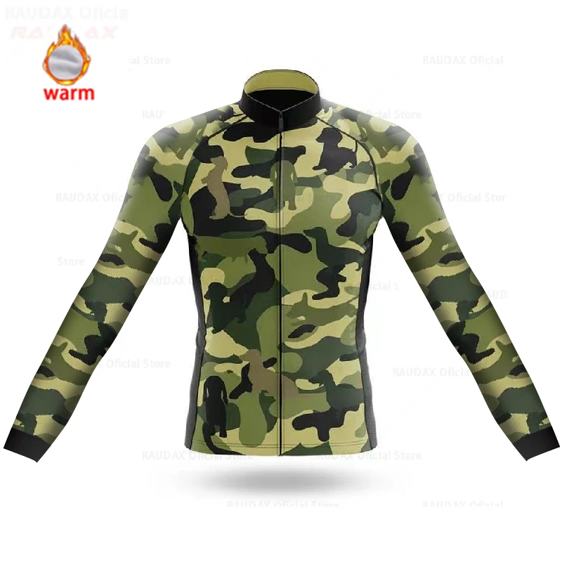 Camouflage Winter Thermal Fleece Cycling Jersey Set Cycling Clothing Super Warm Mountain Bike Wear Racing Bicycle Clothing Set