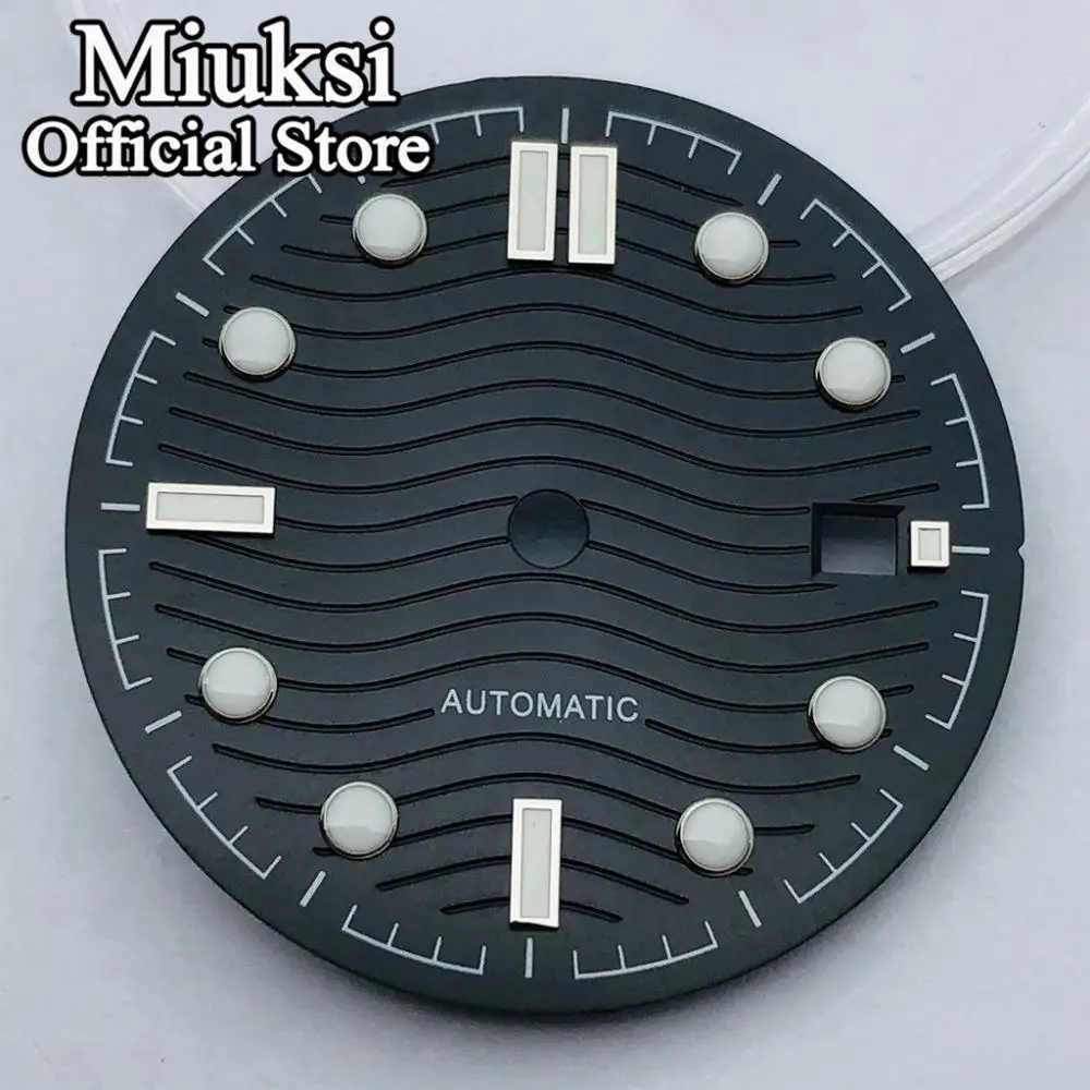 Miuksi 31mm black blue green gray watch dial luminous fit NH35 NH36 ETA2824 2836 Miyota8205 8215 Mingzhu DG2813 3804 movement