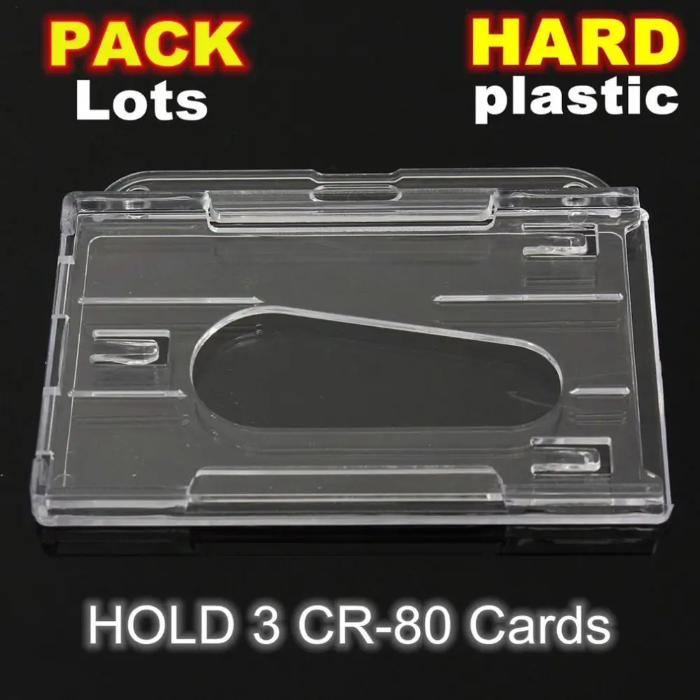 1pc Transparent Hard ID Card Holder Protector double-sided Business Card Cover Protection Case Identity Pass Badge Holder