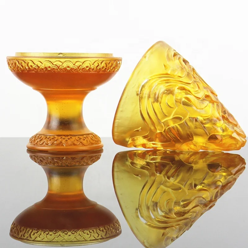 2020 Fengming Wholesale Custom 108*108*173mm Home Decor Glass Incense Burners Portable Liuli Gold Amber Burners