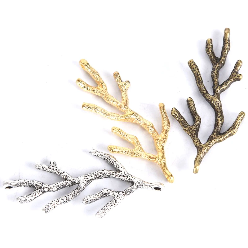 10Pcs/Set Vintage Three Color Tree Branch Connector Fine Necklace Pendant  Charms Jewelry Finding Accessory DIY Making Craft