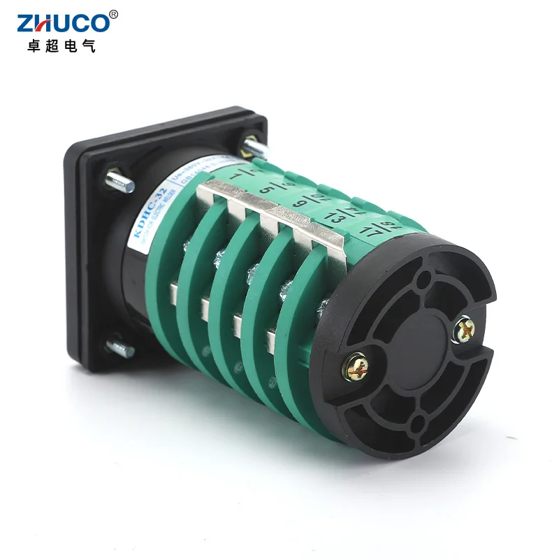 ZHUCO KDHC-32/3X7-5 690V 32A 1-7 7 Position 5 Pole Sliver Contact Adjustable Welding Machine Rotary Changeover Cam Switch