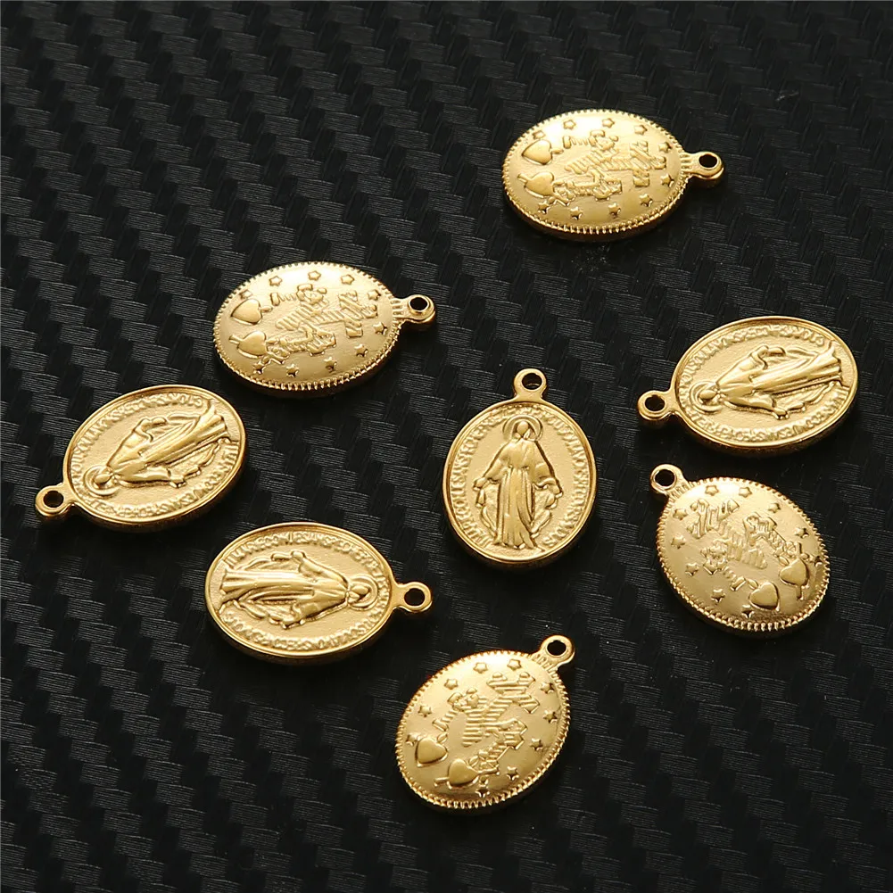 

5PCS/lot Oval Stainless Steel Jesus Charms Religious Jesus Charms For DIY Pendant Necklace Catholic Jewelry Party Accessories