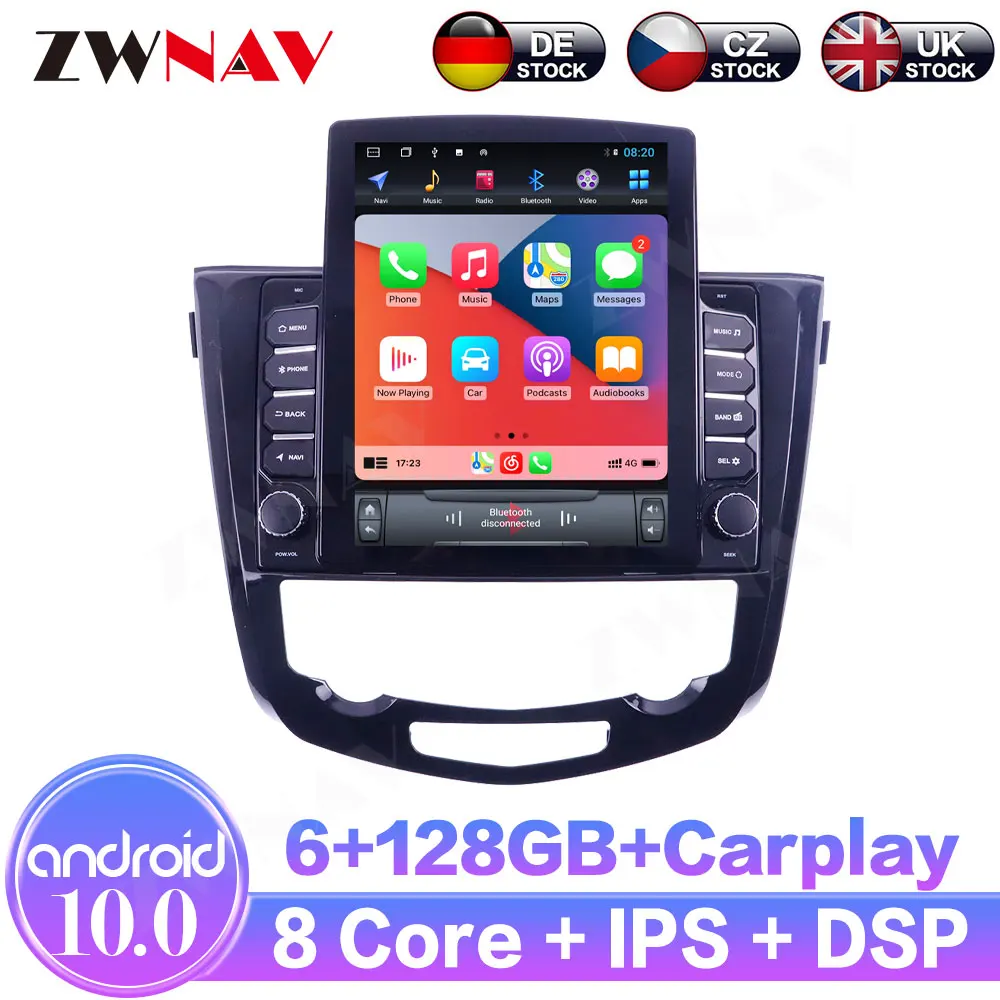 Android10 6+128GB For Nissan X-Trail Qashqai  2013-2017 IPS Touch Screen Receiver Car Multimedia Radio Player Car GPS Navigation