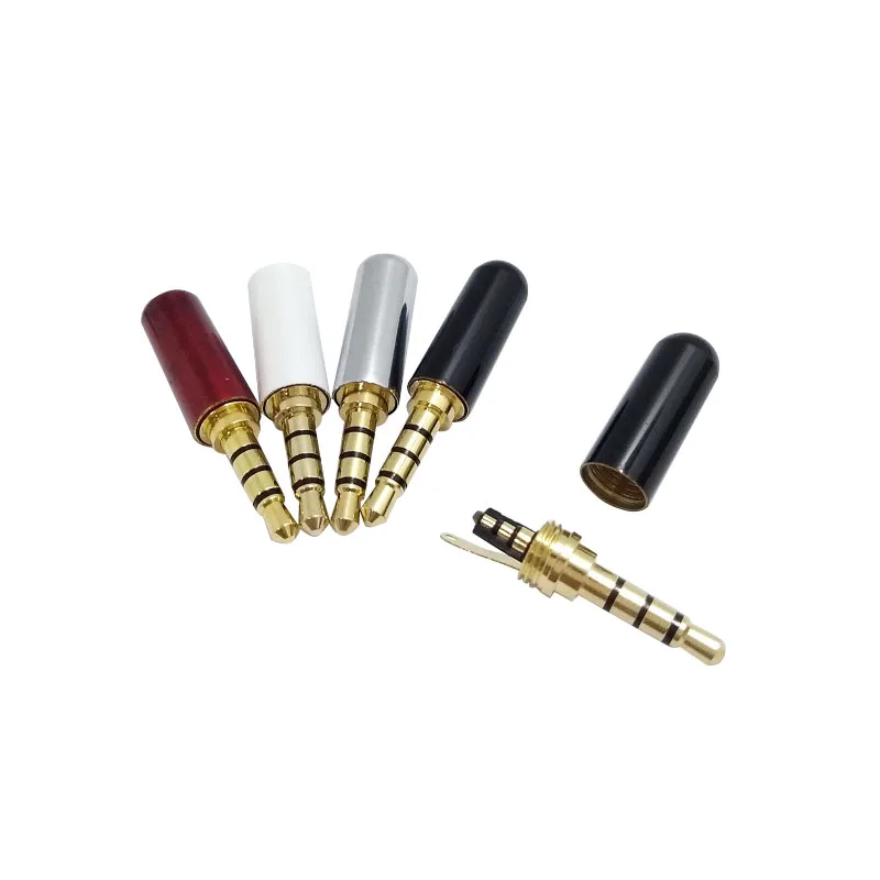 2 шт. позолоченный штекер для наушников 3,5 мм, 4-полюсный штекер, проводной разъем 3,5 мм, штекер для микрофона сотового телефона