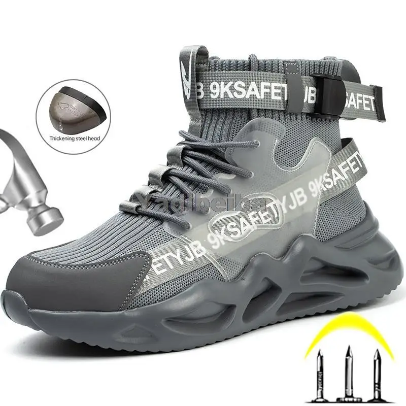 Work Safety Boots Men Women Shoes Steel Toe Safety Work Shoes Indestructible Shoes Anti-smash Fashion Sneakers Work Footwear