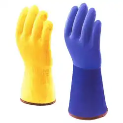 Warm Insulated Cashmere Chemical Proof Outdoor Oil Resistant Skiing Anti Cold Thermal PVC Safety Work Glove For Winter Fishing