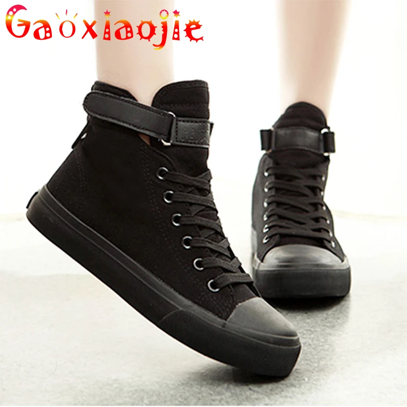 2020 Men and Women New Shoes Korean Style High-top All Black Cloth Shoe White Shoe Comfortable Flats Men and Women Casual Shoes