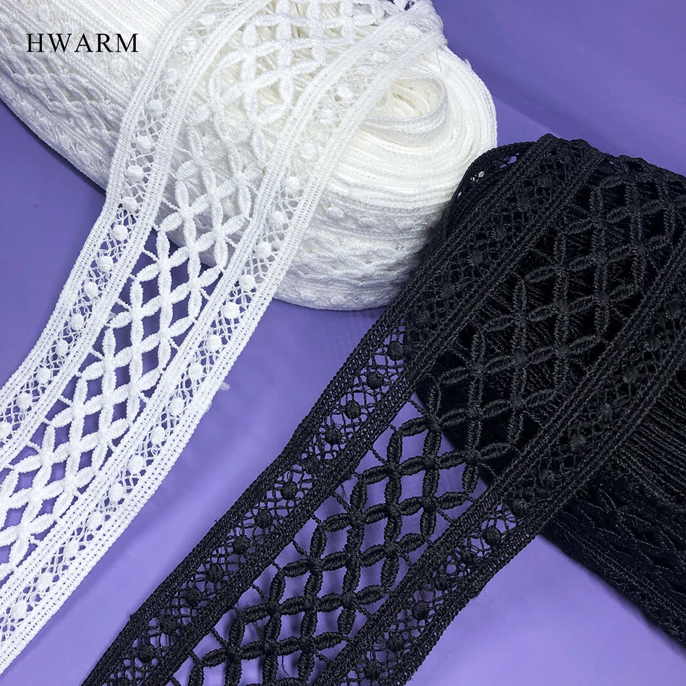 15yard White Black Reticular Latest African Laces Fabric 2021 High Quality Trim Ribbon Skirt Curtain Wedding Dress Embroideried