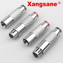 4pcs black/white carbon fiber pure copper rhodium-plated plug balance line XLR male and female power amplifier signal