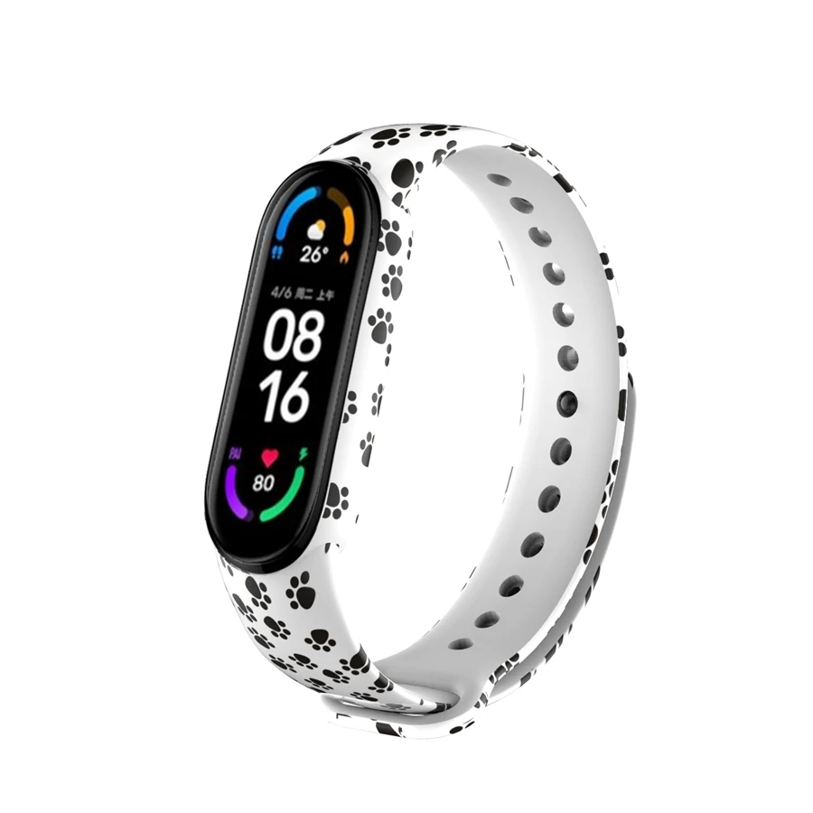 Geschilderd Patroon Band Voor Mi Band 4 5 6 3 Voor Xiaomi Band 6 5 4 3 Siliconen Armband Vervanging zachte Polsband Sport Horloge Band