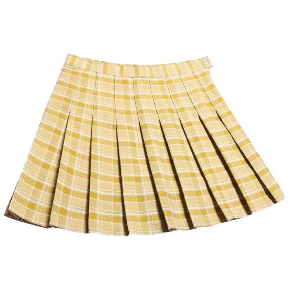 Women Plaid Skirt High Waist Flared Pleat A Line Mini Skater Skirt with Safety Shorts A Line Mini Skater Skirt girls Safety Shor