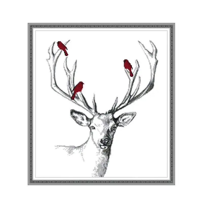 Deer 4 cross stitch kit aida 14ct 11ct count print canvas cross stitches   needlework embroidery DIY handmade