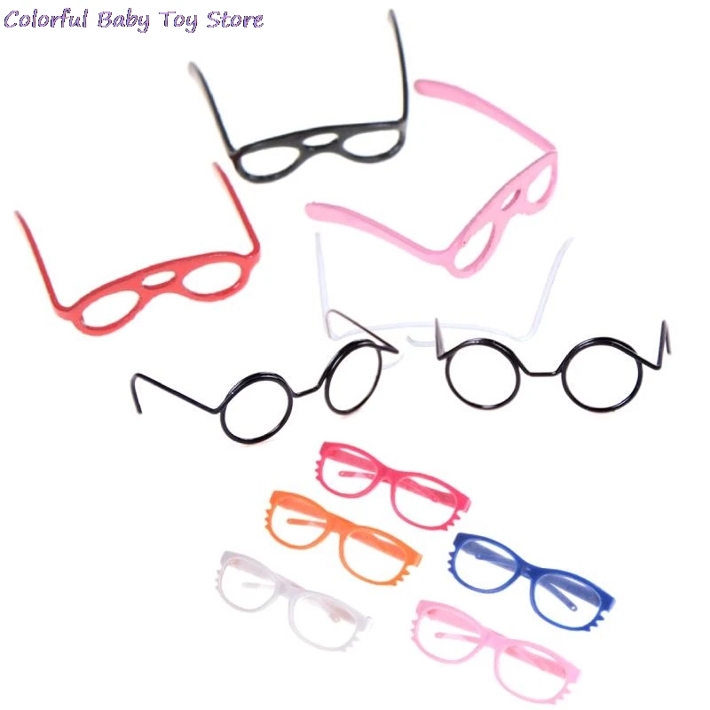 1:12 Scale Dollhouse Plastic Glasses Retro Round Frame Lensless Toys Vintage Doll House Miniature Accessories  Doll Accessories