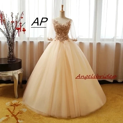 

ANGELSBRIDEP Sweet 16 Ball Gown Quinceanera Dress Fashion Appliques Long Sleeves Vestidos De 15 Celebrity Party Gown Hot Sale