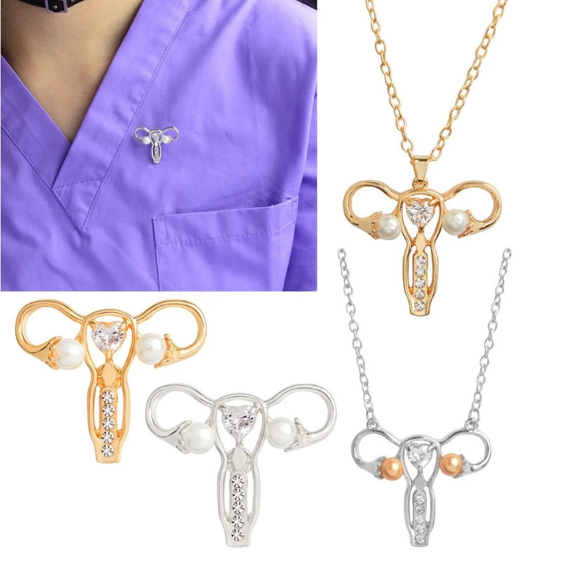 Broche con forma de vientre para mujer, alfileres, collar con colgante de ovario y útero, símbolo de medicina feminista, regalo de enfermera ginecóloga, joyería