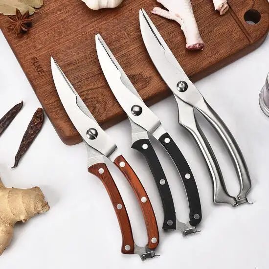 

Куриных костей фрезы с деревянной ручкой нержавеющая сталь кухонный Многофункциональный мощный кости рыбы живот полностью стальные ножницы
