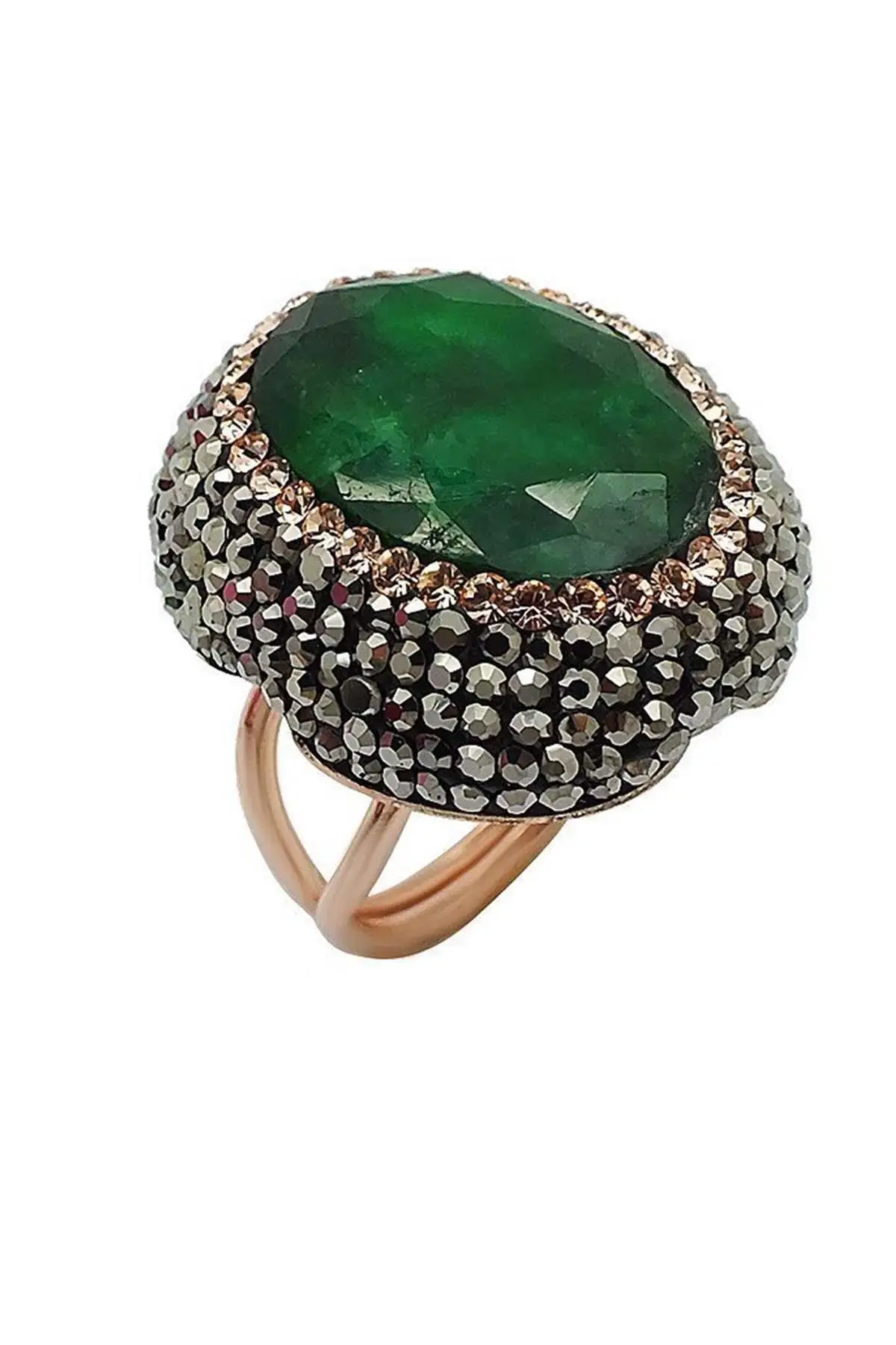 Completely Hand Job Stem Green Sapphire Ruby Pearl Emerald Natural Stone Silver Gold Plated Women 'S Ring Adjustable Size Midyat Gümüş