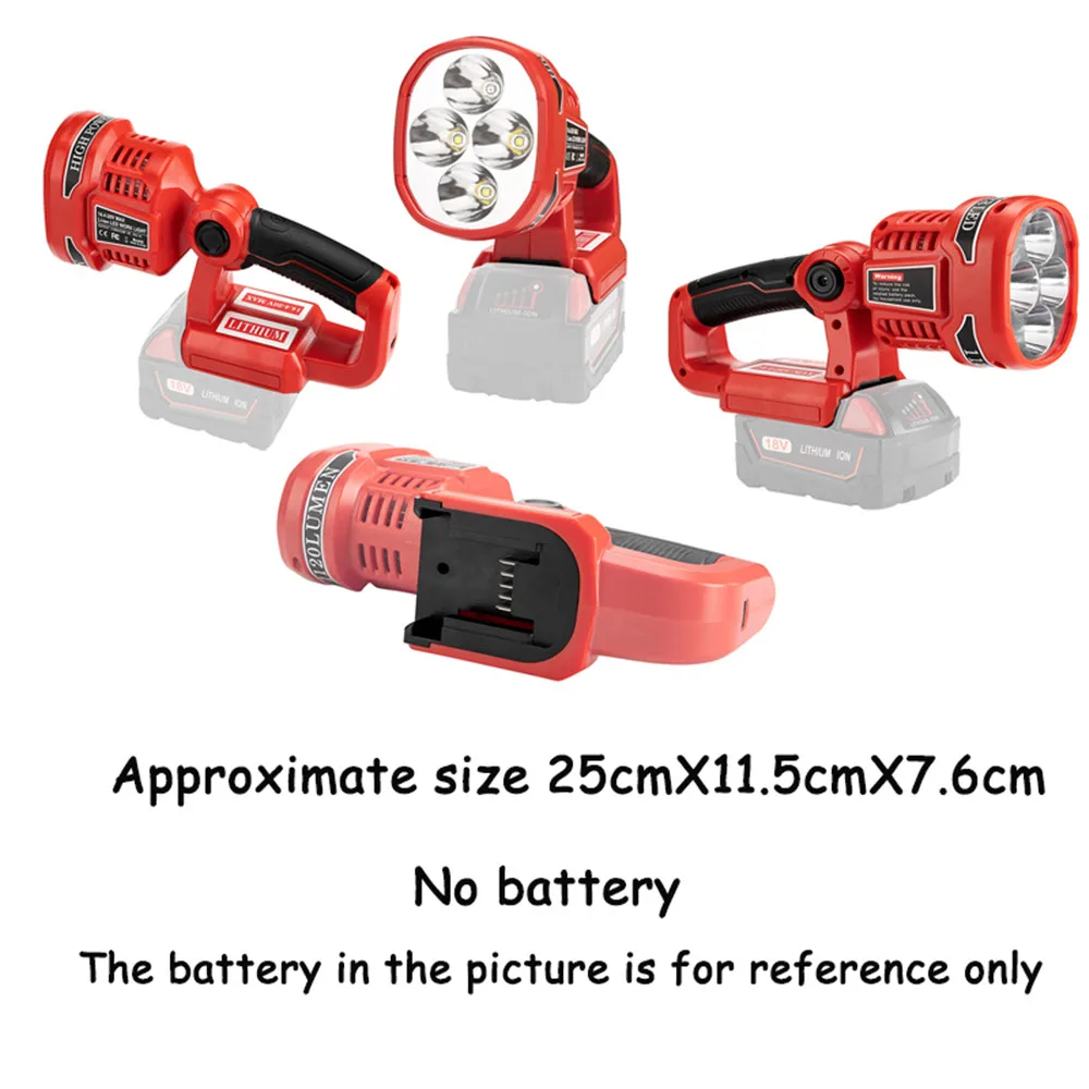12W 18V LED Lamp Work Light for Milwaukee (NO Battery,NO Charger)Li-Ion Battery USB Outdoor Tools Flashlight