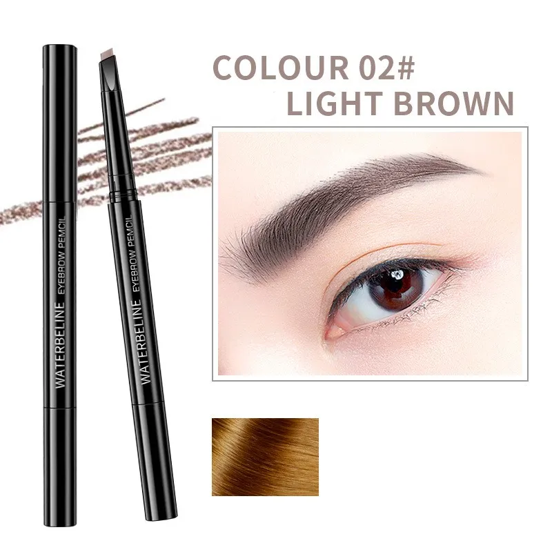 1pc Double Head Eyebrow Pencil Waterproof Ultra Fine Triangle Eye Brow Tint Pen Long Lasting Black Brown Cosmetic Makeup Tools