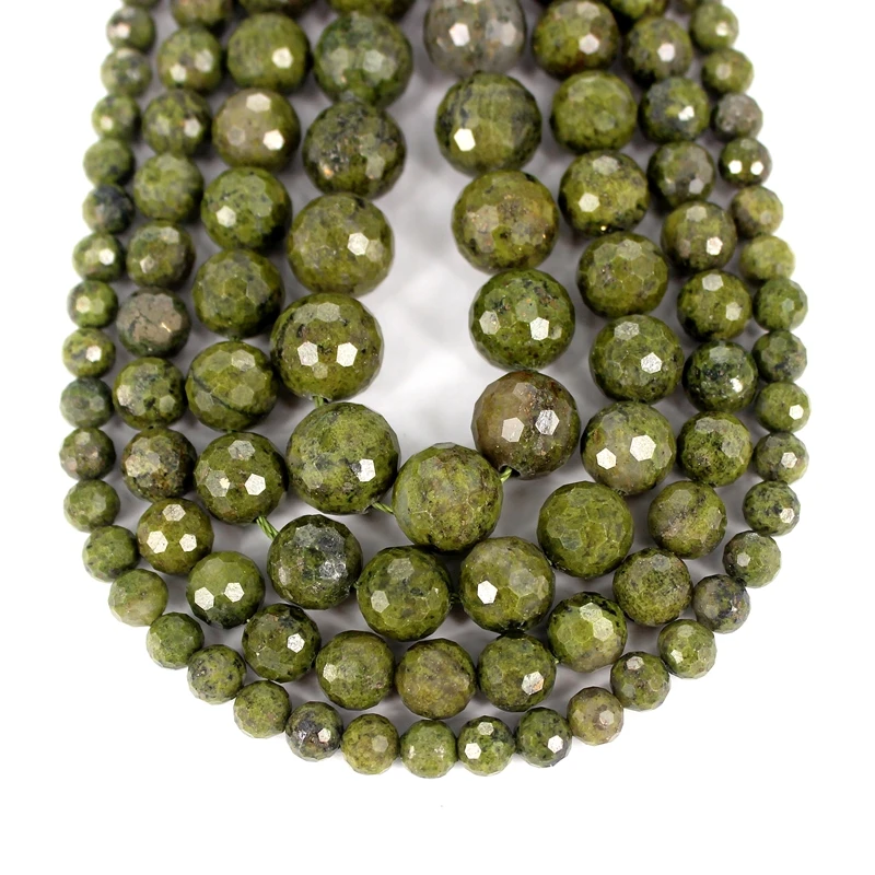 Natural Hard Faceted Green Lapis Lazuli Round Loose Beads Strand 6/8/10/12MM For Jewelry DIY Making Necklace Bracelet