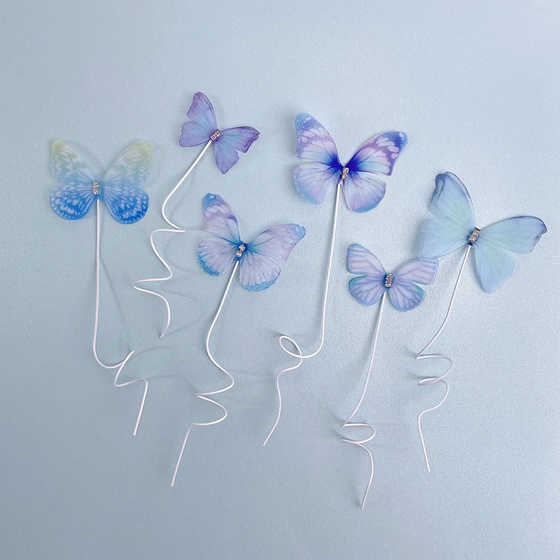 3D Butterfly Cake Topper DIY Pink Blue Cupcake Decoration for Girls Kids Birthday Adult Baby Shower Wedding Party Supplies