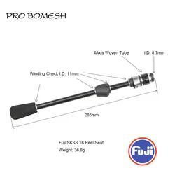 Pro Bomesh 36.8g Fuji SKSS KDPS/ASH Reel Seat Spinning Handle Kit Ice Rod Trout Rod DIY Fishing Rod Building Component Accessory