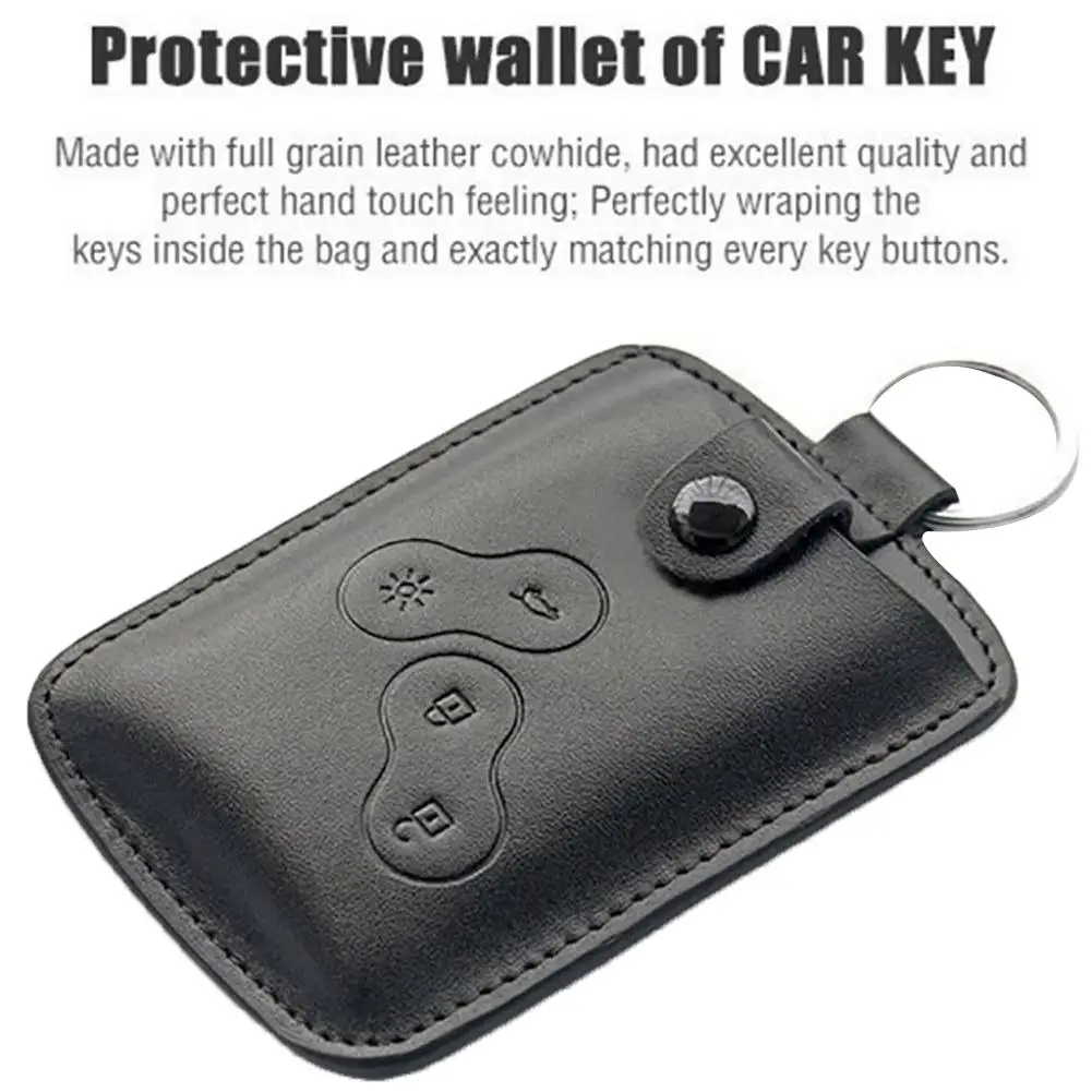 New Fashion Genuine Leather Car Key Cover Case Bag for Renault Scenic with Keyring