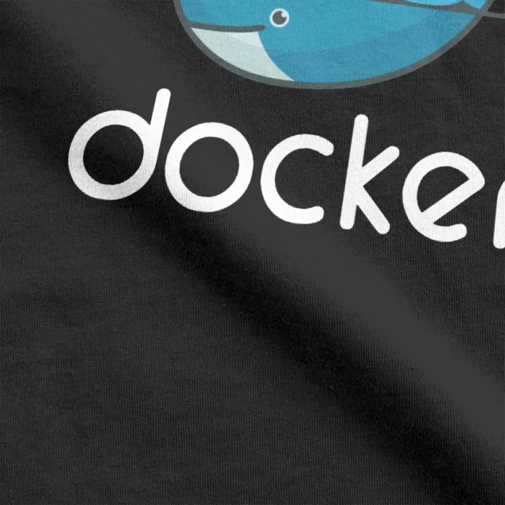 Men Docker Logo T Shirt Linux Javascript Computer Cotton Sweatshirt Funny Short Sleeve Round Neck Tees Graphic T-Shirts