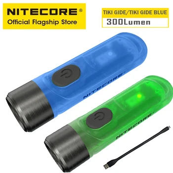 NITECORE-TIKI GITD Azul Mini Chaveiro, Luz UV, Sinal de Aviso, Piscando, Lanterna Recarregável EDC USB com Bateria 130mAh