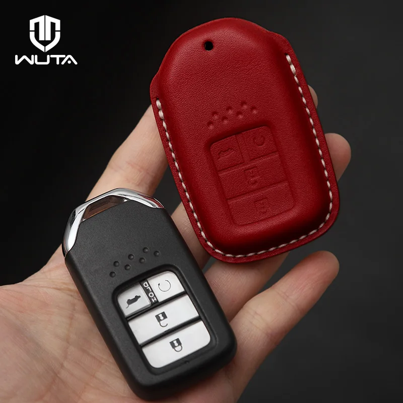 WUTA Semi-finished Handmade Car Key Cover Case for Toyota/Honda/Volkswagen DIY Christmas Gift Genuine Leather Kit