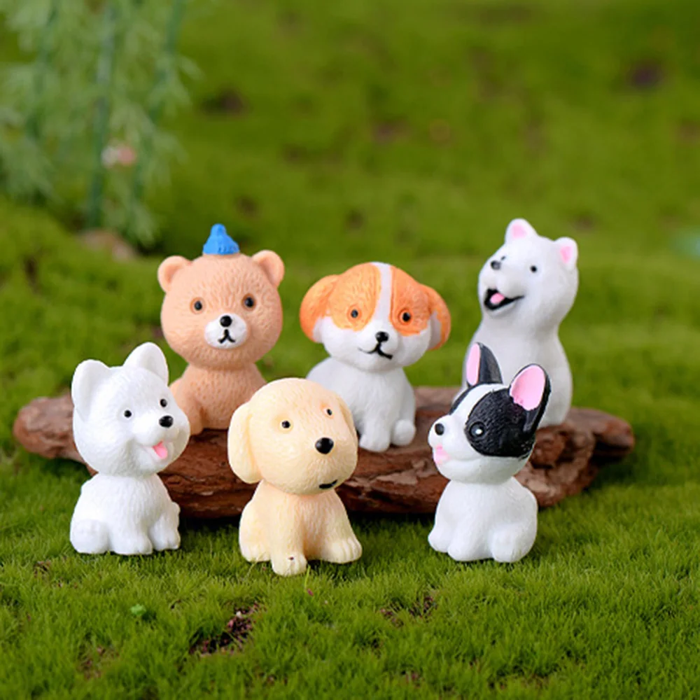 Cute Dog Bear Figurine Miniatures Samoyed Shiba Inu Dogge Home Decoration Kawaii Accessories Desk Garden Decor