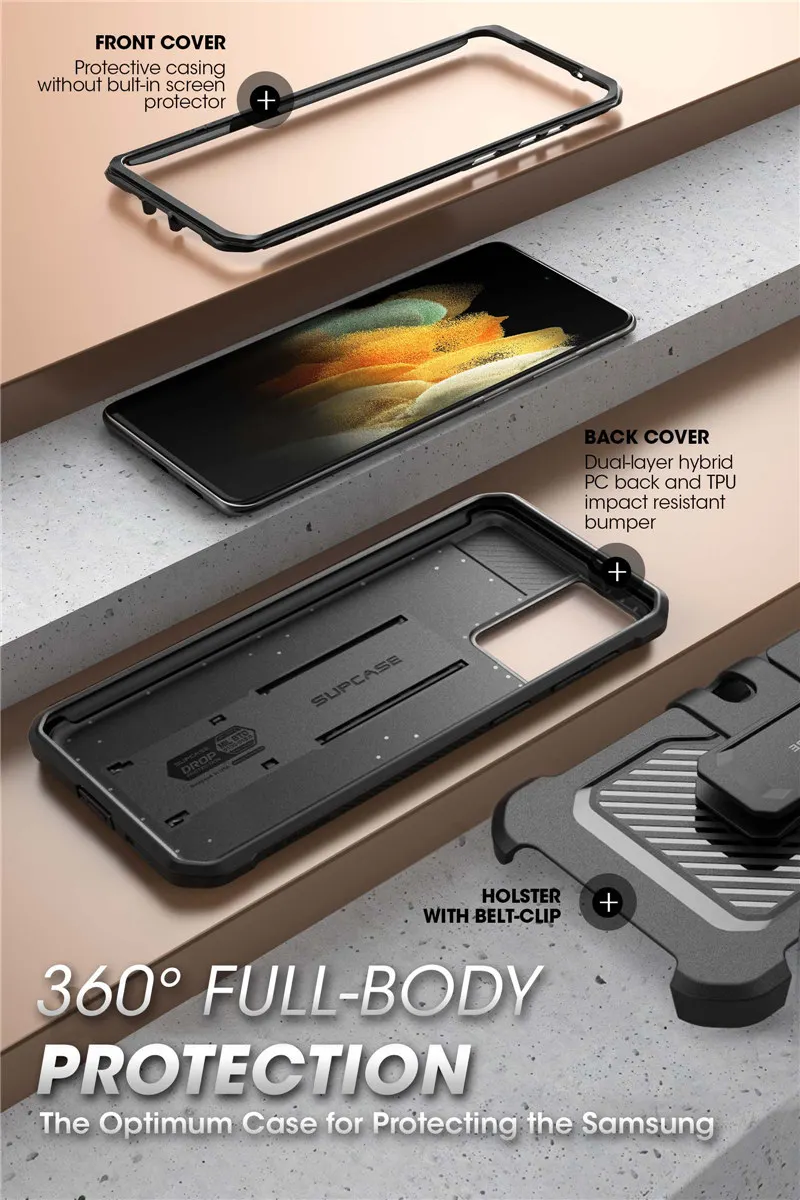 SUPCASE For Samsung Galaxy S21 Ultra Case (2021 Release) 6.8" UB Pro Full-Body Holster Cover WITHOUT Built-in Screen Protector