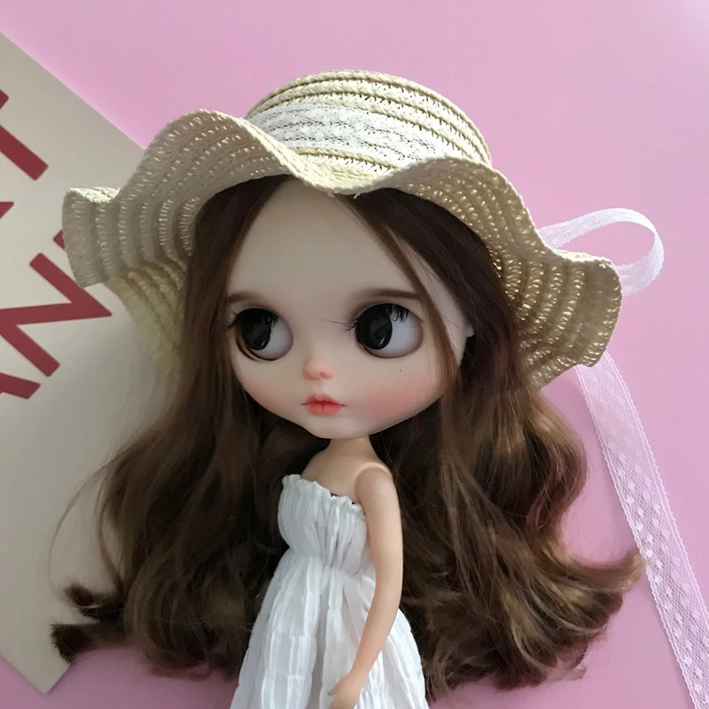 Dlbell Nieuwe Handgemaakte Stijl Stro Hoed Voor Blyth Pop Pullip Licca, Azone 1/6 Poppen Accessoires