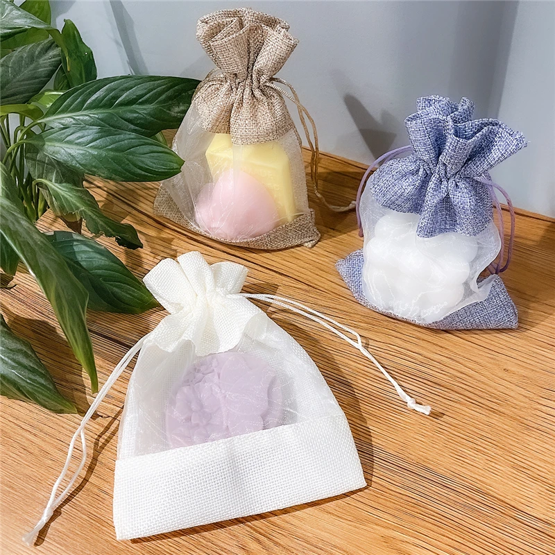 Pouch Drawstring Burlap Christmas Window Jewelry Drawstring Gift Linen Bundle Pocket Jute Sack Candy Gift Storage Food Bag