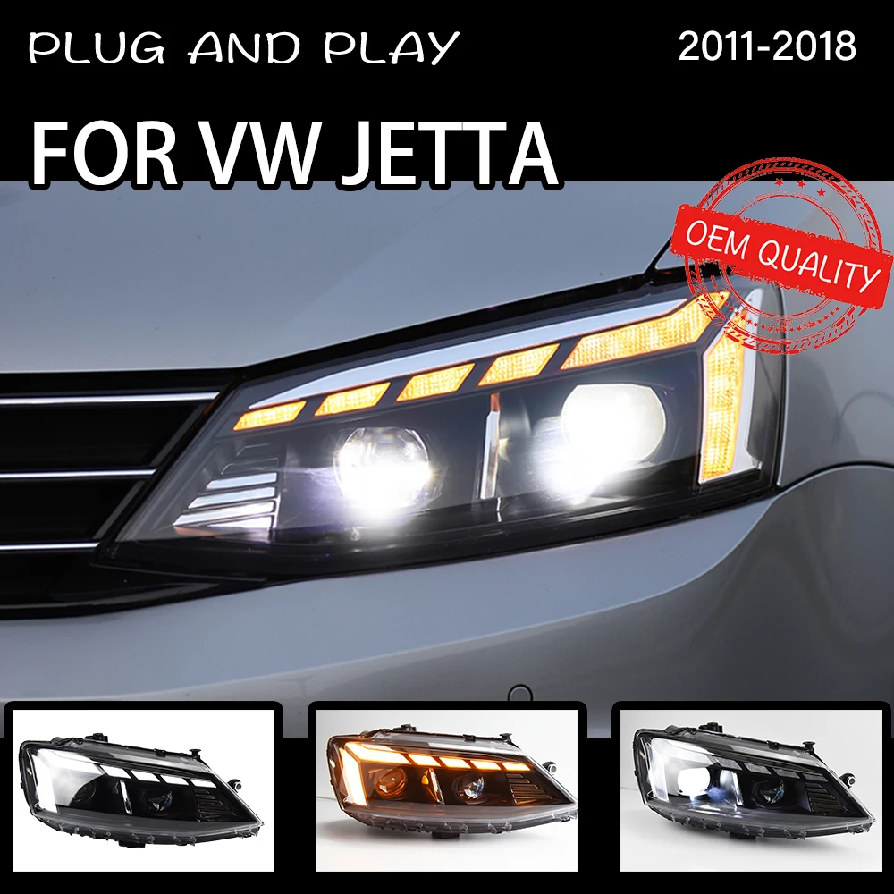 

For Car VW Jetta Mk6 2011-2019 Headlights Fog Lights DRL H7 LED Bi Xenon Bulb Car Head Lamp Jetta A5 Design Accessory