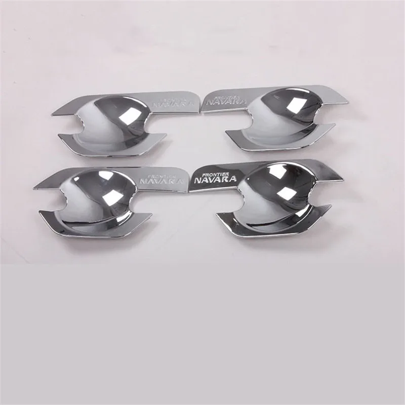 For Nissan Navara Frontier D40 4 Door 2005-2013 New Chrome Side Door Handle Cover Bowl Trim Sticker Car Accessories