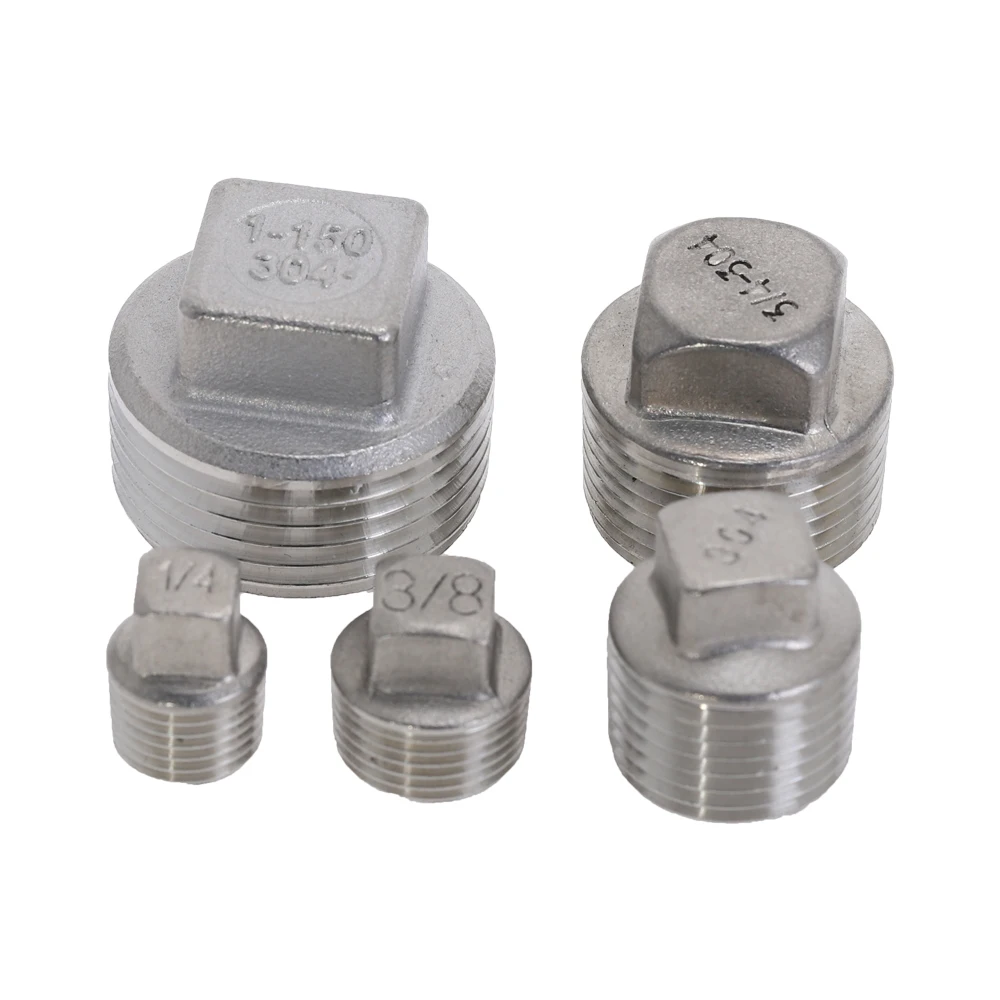 

1Pc Stainless Steel 304 Pipe Fittings 1/8" 1/4" 3/8" 1/2" 3/4" 1" 1-1/4' 1-1/2" 2" Male Threaded Square Head Plug Pipe Fitting