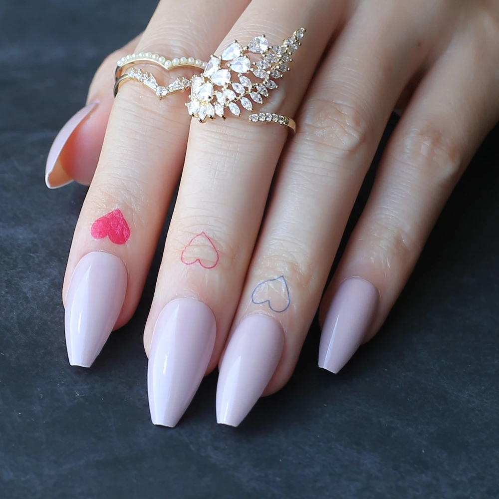 Nude Ballet Fake nails Tan color false nails UV gel Medium Coffin Exquisite Nude Artificial nails