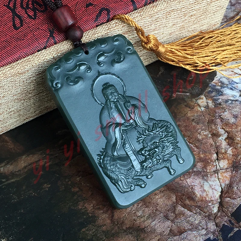 

Taoism Hotan gray jade, talisman to ward off evil spirits, Taoist Sanqing - Lingbao Tianzun pendant, Taoist magic tools, handicr