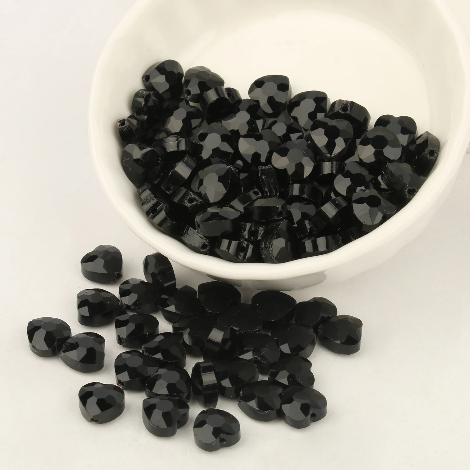 30pcs/lot Faceted Black Glass Crystal Heart Beads Loose Spacer Beads For Jewelry Making DIY Bracelet Necklace Strands 8mm