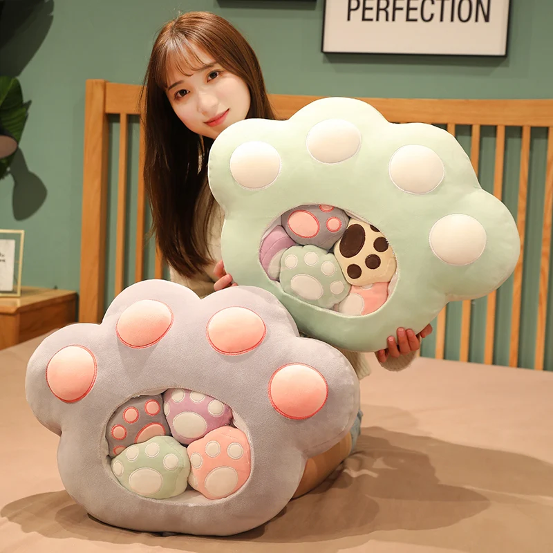 

New Arrive 50CM Creative 5pcs A Bag Of Cat Paw Toys Animals Doll Bear Paw Plushie Pillow Sofa Bed Cushion Girls Gift