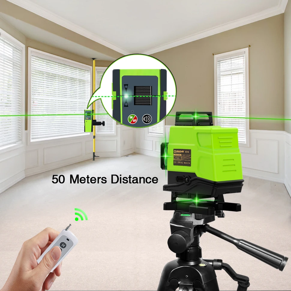 CLUBIONA IE16 Professional 4D Green Beam Laser Level 16 Lines Cross-Line With Remote Control 5000mah Battery 1.5m Tripod Tools