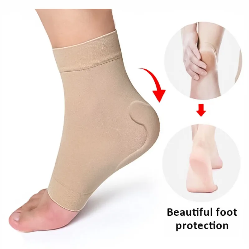 1Pair Heel Protection Socks Silicone Padded Skate Sock Protect Achilles Tendon and Lace Bite Area For Skating Hockey Hiking Boot