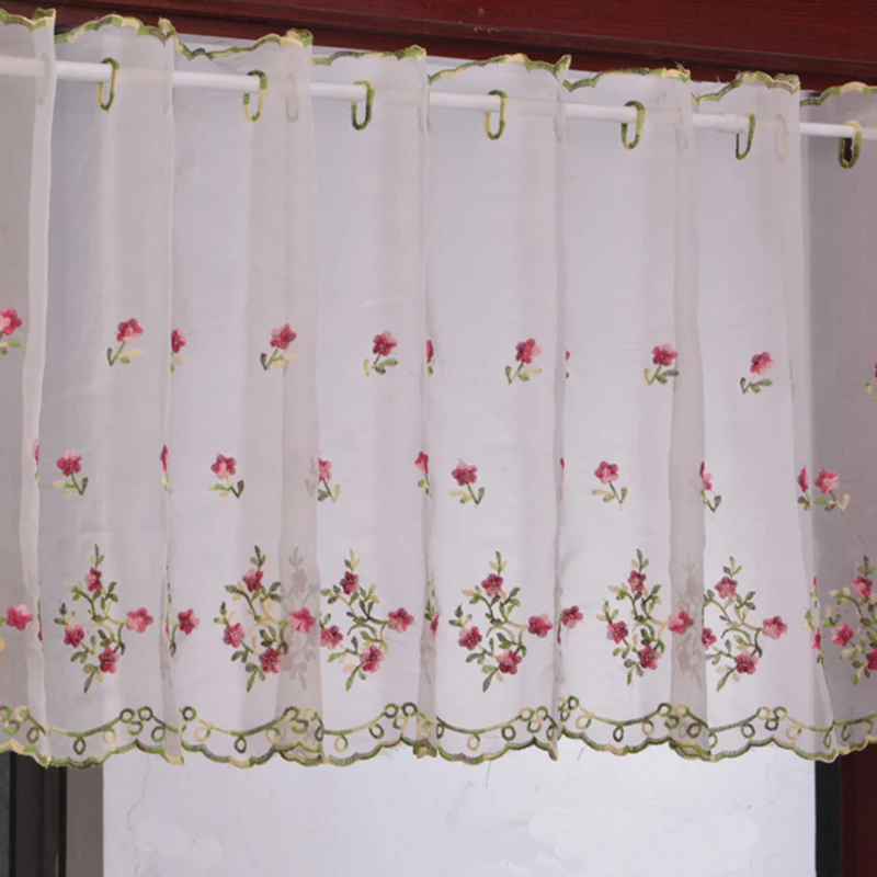 Ren Sóng Ngắn Tulle Nửa Rèm Cửa Cho Phòng Khách Trắng Nổi Sheer Đường Viền Bằng Vải Tủ Bếp Quán Cà Phê Cửa Cửa Sổ Màn