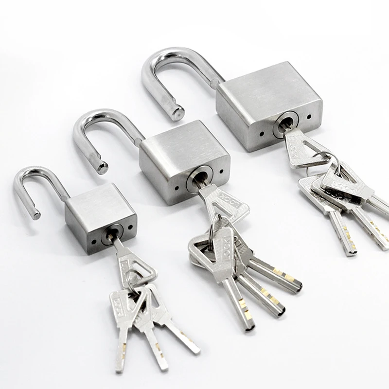 304 Stainless Steel Padlock Heavy Duty Solid Lock  Door Locks Weatherproof Not Rust Lock Core Include 4 keys Safety Door