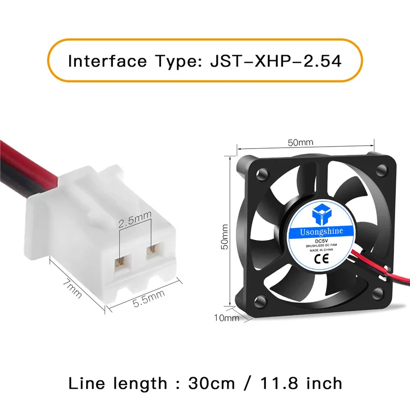 Ventilador de refrigeração para impressoras 3D, Fãs Frescos sem escova, Cooler Radiator Part, Acessório silencioso, 5cm, DC 50m, 12V, 2Pin, 5010