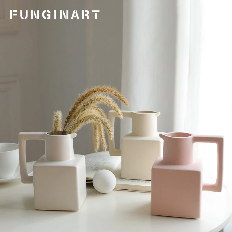 

Скандинавская ваза Morandi, Минималистичная керамическая Цветочная композиция в форме чайника, художественное украшение для сушеных цветов, Настольная Ваза
