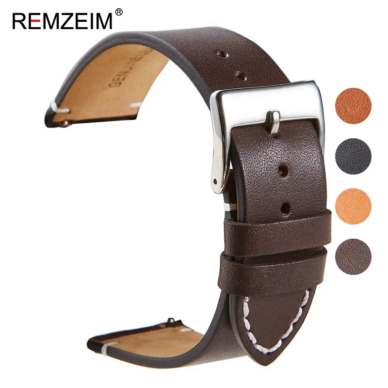 20mm 22mm Leather Watch Band For Amazfit Huawei Samsung Galaxy Watch 4 Active2 46mm 42mm Gear S3 Strap Replacement Straps